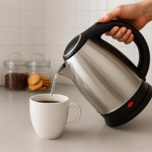 Chaleira Elétrica Aço Inox Escovado 1,8 Litros 110v Ferve Em Minutos Chá Café Água Rotação 360° Prática Leve Funcional