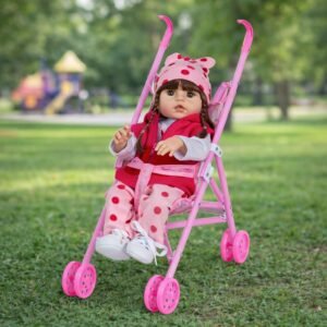 Boneca Reborn Girafinha Morena Com Bolsa Acessórios Carrinho