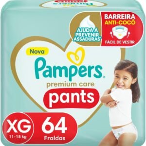 Fralda Pampers Premium Care Pants Tamanho XG, Fácil de Vestir, 64 Unidades