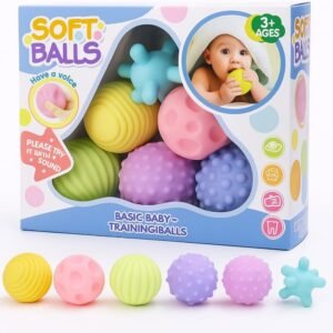 Kit de Bolas Sensoriais para Bebê – Texturas Educativas, Estímulo Motor e Cores Suaves – Silicone Macio Atóxico – Aprendizado e Diversão a Partir de 3 Meses