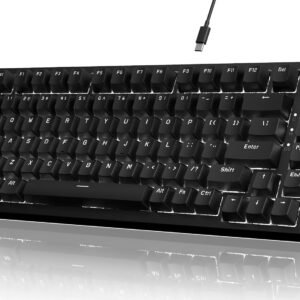Attack Shark AK820 Teclado mecânico 75% hot-swappable, botão rotativo, USB-C, gasket com 5 camadas antirruído, LED branco, switch vermelho linear,Compatível PC/Win/Mac (preto)