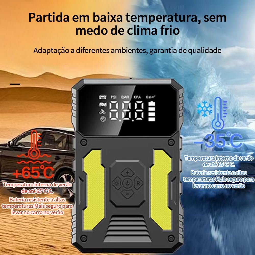 3000A Carregador de Bateria de Carro Portatil com Compressor de Ar de 150 PSI, Bateria de 37000mAh, Carregamento Rápido USB, Ideal para Carros, SUVs, Motocicletas e Emergências - Imagem 8