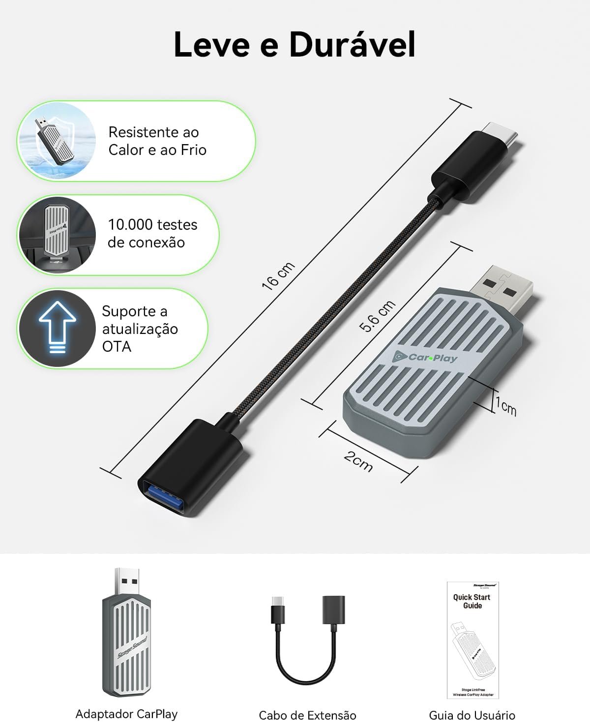 Adaptador CarPlay Sem Fio para Android e iPhone, Stage LinkFree 2 em 1 Mini CarPlay Com Fio para Sem Fio, Adaptador USB-C/USB Plug & Play Bluetooth para Carro, Controle Estável e Sem Atraso - Imagem 8