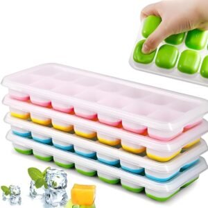 Kit 4 Unidades Forma De Gelo Colorido Com Tampa Ice Flexivel Forminha Fundo De Silicone 14 Cubos Em Cada Alimentos Frutas Papinha – Linha Premium SellXpert.