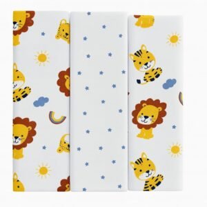 Kit 3 Cueiros Bebê 100% Algodão 80x50cm – Macio, Confortável, Estampado – Ideal Para Recém-Nascido, Enxoval e Presente Infantil