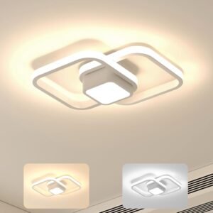 Luminária de Teto LED, 3 Cores Reguláveis, Controle de Intensidade, para Sala e Quarto (Branco)