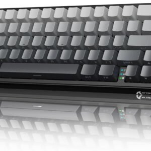 ATTACK SHARK X66 Teclado mecânico sem fio para jogos com botão, modo triplo USB-C/BT5.0/2.4G,com junta montada,60% RGB,teclas PBT impressas na lateral,hot swap strawberry switch(Moonlight)