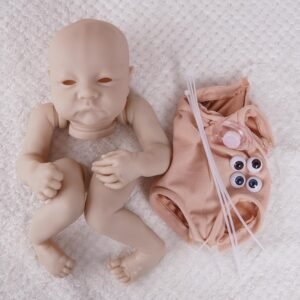 Bebê Reborn Boneca Silicone Sem Cor de Artesanal DIY 48cm Corpo de Pano Com Olhos e Chupeta (Não Montada) (Sem Cor DIY Boneca -2)