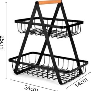 Cesto Fruteira de Mesa Aramado 2 Andares em Metal Organizador Multiuso Frutas Legumes e Verduras Pequena