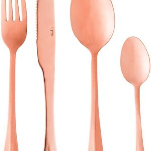 LYOR – Faqueiro de Aço Inox Positano Rosé 24 Peças – Jogos de Talheres – Mesa Posta – Utensílios de Cozinha, Enxoval, Casamento, Decoração