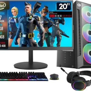 PC GAMER COMPLETO INTEL CORE I7 16GB RAM PLACA DE VIDEO RX 550 4GB SSD 480GB FONTE 500W – MONITOR 20” 75HZ – KIT GAMER TECLADO/MOUSE/HEADSET/MOUSEPAD