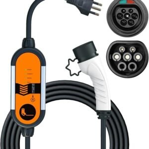 VEDO Carregador Portátil para Carro Elétrico, 3,5KW, 16A-13A-10A, 85-264V, Tipo 2, Cabo de 8m Tipo 2, Cabo de 5M Carregador para Carro Elétrico Portátil 16A 85-264V Type 2