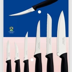 Jogo De Facas Tramontina Plenus Com Lâminas Em Aço Inox E Cabos De Polipropileno Preto 07 Peças