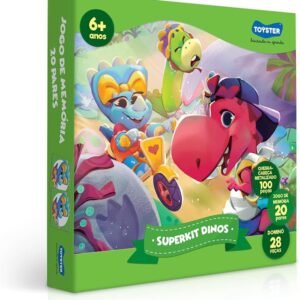 Toyster – Super Kit: Dinos – 3 jogos em 1 (Quebra-cabeça 100 peças Metalizado + Jogo de Memória + Dominó) Toyster – Super Kit: Dinos – 3 jogos em 1 (Quebra-cabeça 100 peças Metalizado + Jogo de Memória + Dominó)