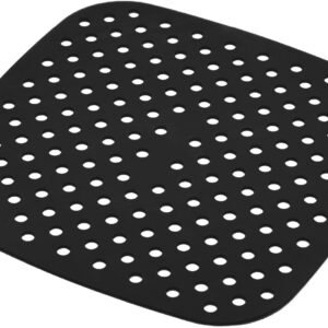 LYOR – Tapete Protetor de Silicone para Air Fryer Quadrado Preto 18,5cm