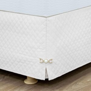 Saia para Cama Box Queen Matelada com Pingente – Branco (Branco, Queen)
