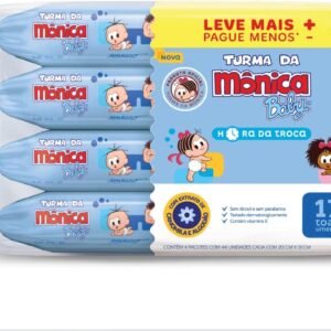 Kit Toalha Umedecida Hora Da Troca Turma Da Mônica 176 unidades