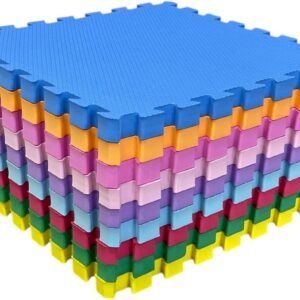 Kit 12 Tapete Tatame Eva + Bordas de Acabamento Loja da Maria 50x50x3cm 30mm Colorido