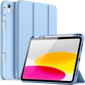 JETech Capa para iPad (A16) 11ª/10ª Geração (2025/2022) com Porta Pencil, Case Fina para Tablet com Parte Traseira de TPU Macio, Ativação/Repouso Automático (Azul)
