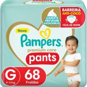 Fralda Pampers Premium Care Pants Tamanho G, Fácil de Vestir, 68 Unidades