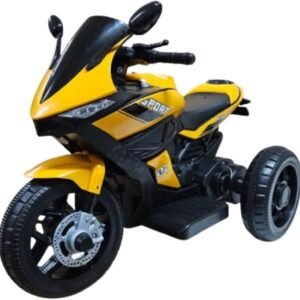 Super Mini Moto Elétrica Infantil 6v 03 Rodas com Som Música Rádio e Luz de Led (Amarelo)
