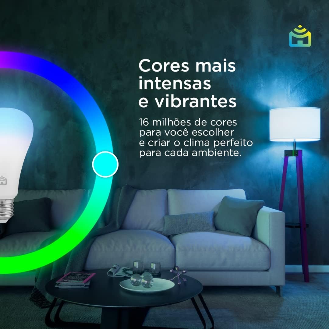 Smart Lâmpada Wi-Fi RGB LED 10W, Cores Mais Vibrantes (até 16 milhões de combinações), Branco Quente e Frio, 1100 Lúmens, Bivolt, Positivo Casa Inteligente, Compatível c/Alexa e Google Assistente - Imagem 3