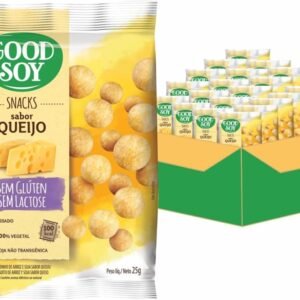 Caixa de GoodSoy Snacks Salgadinhos de Queijo Sem Glúten Sem Leite Sem Lactose – 20 unidades de 25g