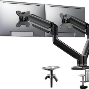 Suporte Articulado de Mesa para 2 Monitores, Adequado para Telas de 17-27 Polegadas, Suportar até 9kg Suporte Articulado de Mesa para 2 Monitores, Adequado para Telas de 17-27 Polegadas, Suportar até 9kg