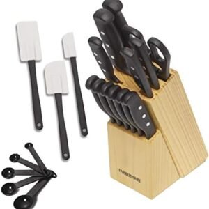 Conjunto de facas e utensílios de cozinha de aço inoxidável de alto carbono Farberware, preto