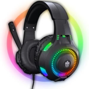Fone De Ouvido Headset Gamer Luz Led RGB Compatível com Computador, Celular, Video Games