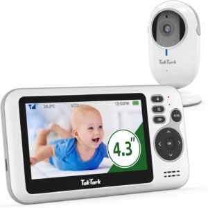 TakTark Babá Eletrônica com Câmera de Bebê 4.3″ Monitor, Sem Wi-Fi, Áudio Bidirecional, Visão Noturna, Zoom Digital 3X, Modo VOX, Monitoramento de Temperatura, Ideal para Pais Novos
