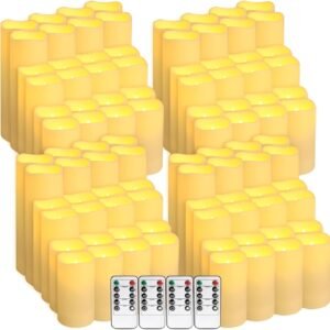 Pacote com 96 velas LED sem chama com controle remoto – Perfeito para casa, festas e ocasiões especiais (três tamanhos)
