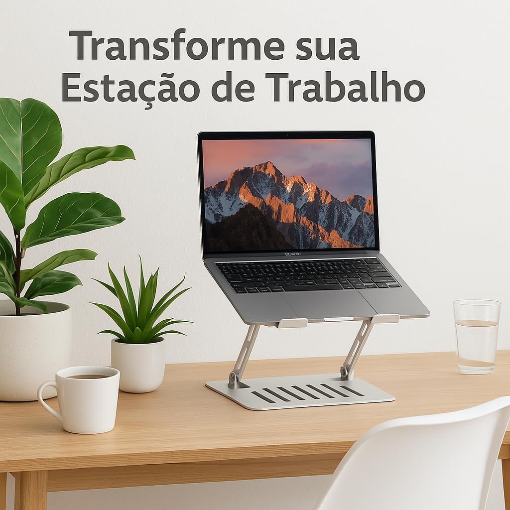 Suporte para Notebook em Aço Carbono Apoio Ajustável Apoiador Dobrável E Ergonômico Ventilado para Mac Notebook MacBook Pro/Air Lenovo Dell e Mais (10-17 Laptop) até 17.3" (10KG) Home Office e Estudos - Imagem 7