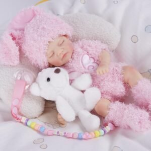 Bebê Reborn Boneca de Silicone Sólido Suave Menina 30cm Boca Fechada Usa Chupeta Magnética