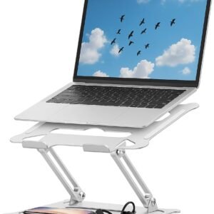 Suporte para Notebook em Aço Carbono Apoio Ajustável Apoiador Dobrável E Ergonômico Ventilado para Mac Notebook MacBook Pro/Air Lenovo Dell e Mais (10-17 Laptop) até 17.3″ (10KG) Home Office e Estudos