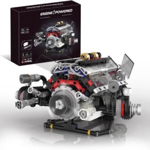 Conjunto de Blocos de Montar Motor V8 – Modelo Funcional, Indicado para Crianças a Partir de 14 Anos e Adultos