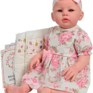 Boneca Reborn Abigail Careca 48cm Vestido Florido + Itens