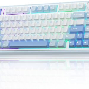 AULA F75 – Teclado mecânico de 75%, junta de teclado personalizada intercambiável a quente, interruptor de madeira cinza pré-lubrificado RGB retroiluminado teclado para jogos, teclado mecânico de 2,4