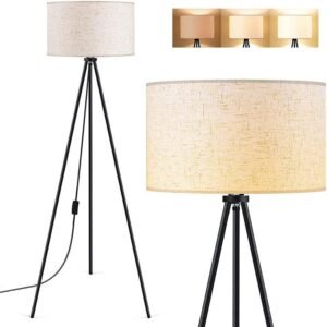 LucZeng Luminária De Chão, Abajur De Chão Tripé com 3 temperaturas de cor de 9W lâmpada Totalmente Regulável, 148cm Lâmpada de piso de LED para Quarto, Escritório, Sala de Aula, Dormitório