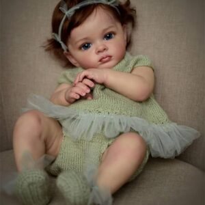 Brastoy Boneca Bebê Reborn Corpo de Silicone Menina Olhos Azuis Realista Pintado Original 55cm (55cm Menina Olhos Azuis)