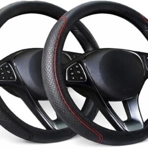 Capa de Volante de Carro Universal em Couro PU Antiderrapante Conforto Premium Proteção Automotivo (Linha Preta)