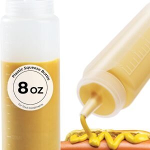 Garrafa de plástico para espremer, garrafa de condimento – transparente – plástico premium – 236 ml – ponta de precisão – 1 caixa – Restaurantware