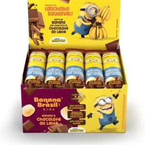 Banana Brasil Display Barra De Frutas Banana Kids Minions Sabor Cob. Choc. Ao Leite C/ 20 Unid. De 22G (440G)