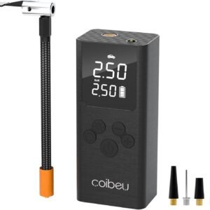 Compressor de Ar Portatil, Calibrador de Pneus Portatil, Bomba de Encher com Display Digital, Pré-sets de Pressão, Power Bank 4000mAh para Carros/Motos/Bicicletas e Bolas