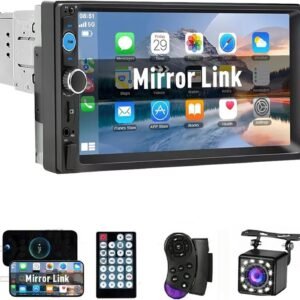 1DIN Estéreo para Carro, Central Multimidia Automotivo 7 Polegadas, Mirror Link, Bluetooth, Controle no Volante, Câmera Traseira Inclusa – Compatível com iPhone e Android 1DIN Estéreo para Carro, Central Multimidia Automotivo 7 Polegadas, Mirror Link, Bluetooth, Controle no Volante, Câmera Traseira Inclusa – Compatível com iPhone e Android
