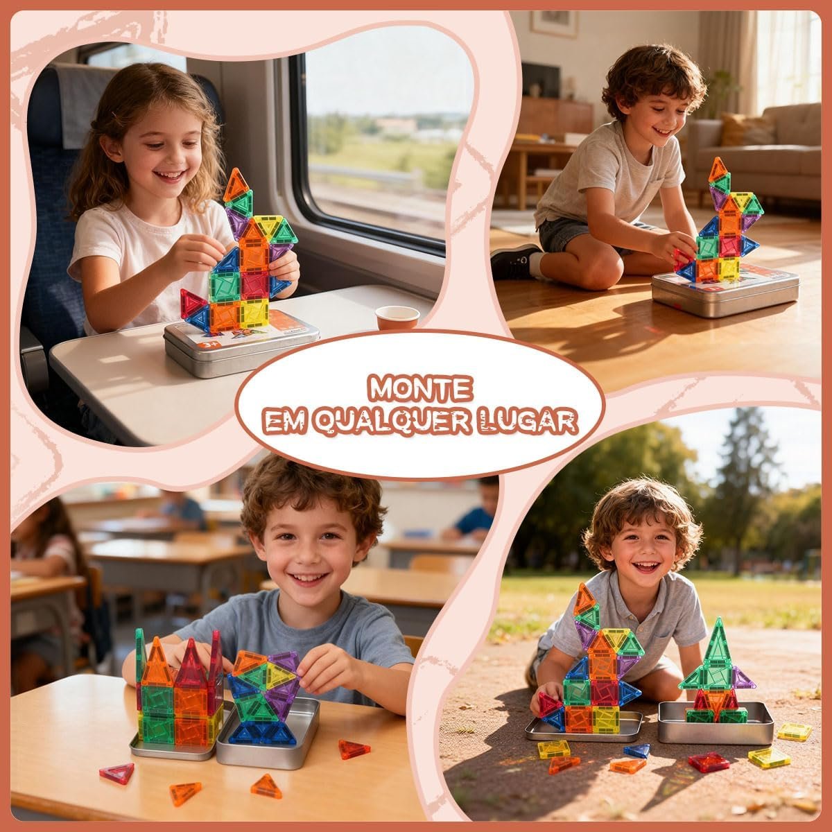 36 Peças Blocos Magnéticos para Crianças de 3 a 8 Anos, Mini Blocos de Construção Magnéticos, Conjunto de Construção de Viagem com Caixa de Ferro para Armazenamento (36) - Imagem 7