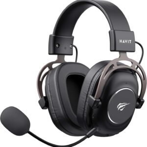 Havit Headphone Fone de Ouvido H2002YG Black, Quad-Mode, Sem Fio e Com Fio, Wireless 2.4GHz, Bluetooth, USB, 3,5mm, Gamer, com Microfone Destacável Com Cancelamento de Ruído, Falante 50mm, Preto