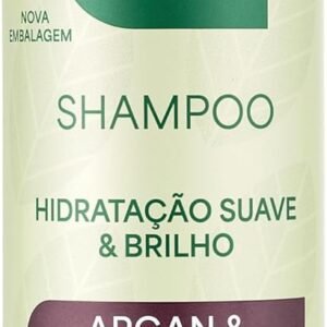 BONI NATURAL – Shampoo Vegano e Natural de Argan e Linhaça, Para todos os tipos de cabelo, Hidratação e Brilho, Boni Natural, 300ml