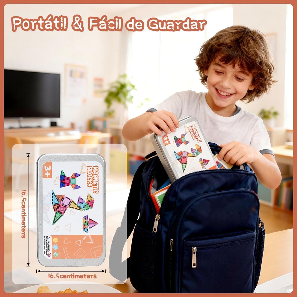 36 Peças Blocos Magnéticos para Crianças de 3 a 8 Anos, Mini Blocos de Construção Magnéticos, Conjunto de Construção de Viagem com Caixa de Ferro para Armazenamento (36) - Imagem 4