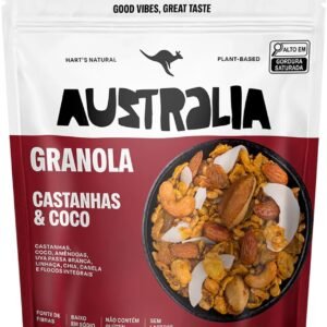 Hart’s Natural Granola Australia Castanhas, Melado e Canela, Granola Sem Glúten, Sem Lactose, Vegano, 100% Natural, Alto em Fibras, 300g